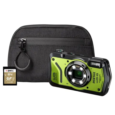Pentax WG-8 20MP 5x Zoom Compact Digital Camera Combo- Green – image 1