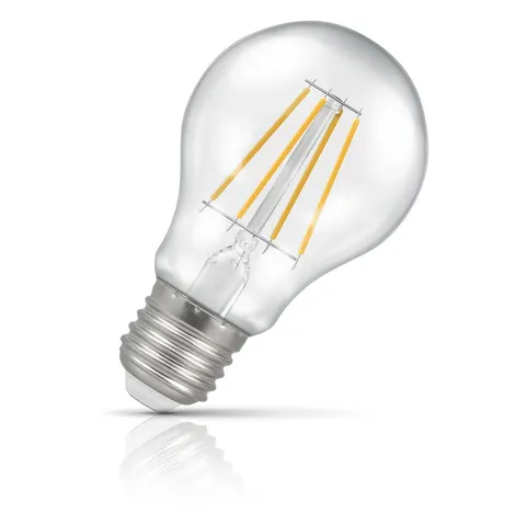 Crompton GLS LED Light Bulb E27 7W (60W Eqv) Cool White Clear Filament Screw – image 1