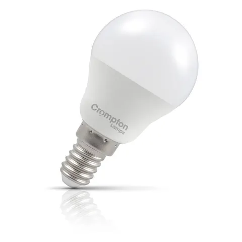 Crompton Golfball LED Light Bulb E14 4.2W (40W Eqv) Cool White Opal Round Small Screw Frosted – image 1