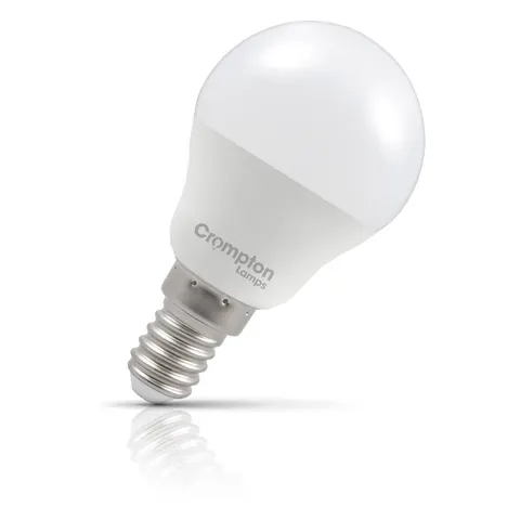 Crompton Golfball LED Light Bulb E14 4.2W (40W Eqv) Dim Cool White Opal Round Small Screw Frosted – image 1