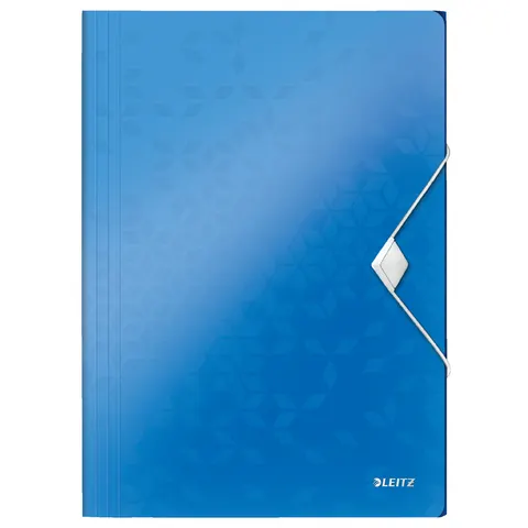 Elastomap Leitz WOW A4 3 kleppen PP blauw – afbeelding 1