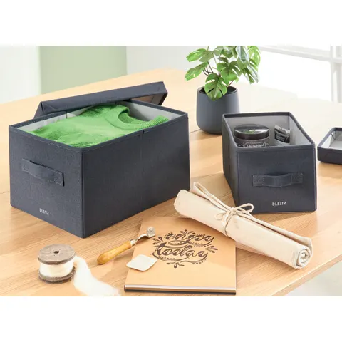 Leitz Fabric Large Storage Box with lid Pack of 2 – image 1