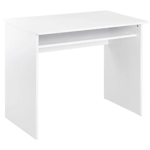 HOMCOM Computer Desk Writing Table Study Workstation Storage White Wood Grain – image 1