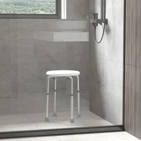 HOMCOM Bath Chair Height Adjustable Shower Seat for Elderly Disabled White – image 1