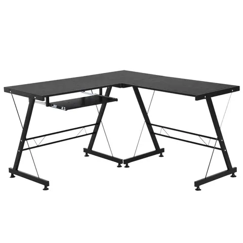 L Shaped Computer Desk W/ Keyboard Tray-Black – image 1