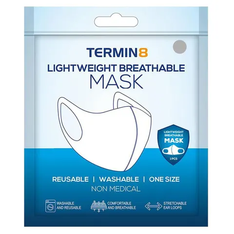 Termin8 Lightweight Breathable Reusable Face Mask - Grey – image 1