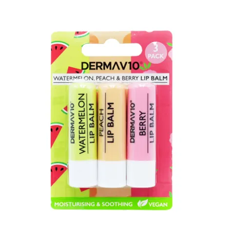 Derma V10 Watermelon Peach & Berry Lip Balm - 3 Pack – image 1