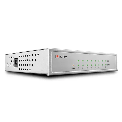 LINDY Switch 8-Port Gbit Metall schwarz – Bild 1