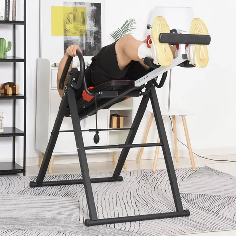 HOMCOM Adjustable Gravity Inversion Table with Safety Belt, Red – image 1