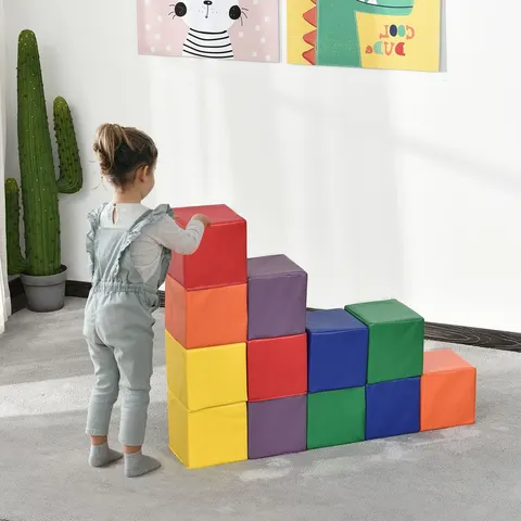 HOMCOM 12 PCs Soft Play Blocks Soft Foam Toy Red – image 1