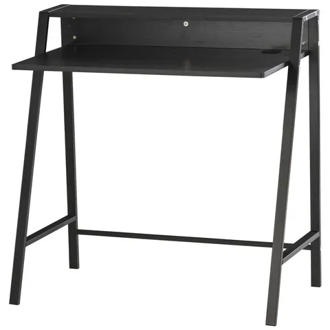 HOMCOM 2-Tier Storage Computer Workstation with Shelf, Metal Frame Black – image 1