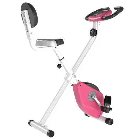 HOMCOM Foldable Pink Exercise Bike LCD Adjustable Seat – image 1