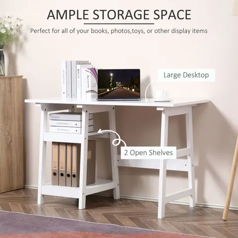 Computer Desk with Storage with Bookshelf PC Table Workstation White – image 1