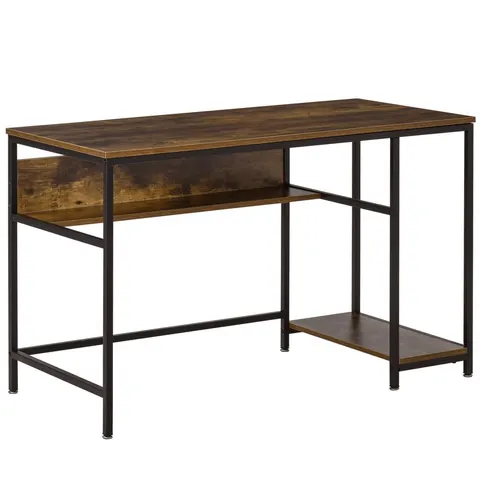 Computer Desk Workstation Storage Shelf, Rustic Brown w/ Storage – image 1