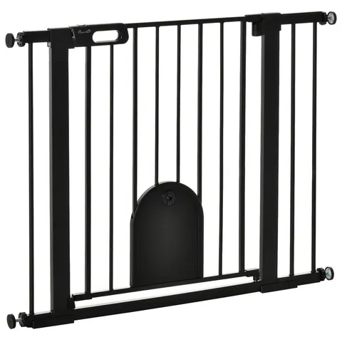 Extra Wide Pet Safety Gate, Stair Fit, Double Locking, Black – image 1