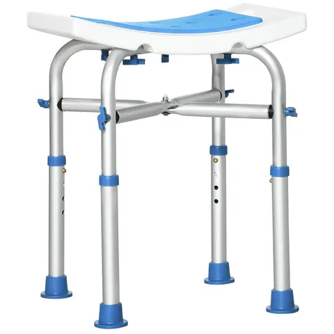 HOMCOM Adjustable Shower Stool with Foot Pads for Elderly Disabled Blue – image 1