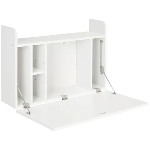 Wall Mounted Table Drop Leaf Floating Laptop Desk w/ Storage for Home Office – image 1