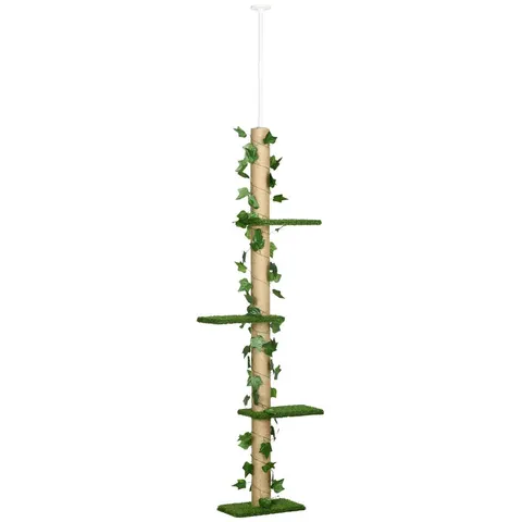 Adjustable Floor-To-Ceiling Cat Tree - 242cm - Anti-Slip - Green – image 1
