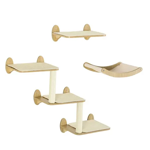 PawHut 3PCs Wall Mounted Cat Tree Cat Climbing Shelf Set Scratching Post – image 1