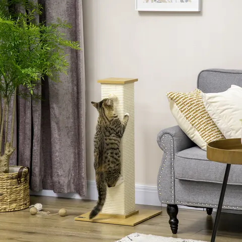 PawHut Tall Cat Scratching Post, 80cm Sisal Rope Climbing Tree with Play Ball, Durable Pet Activity Centre Aosom UK – image 1