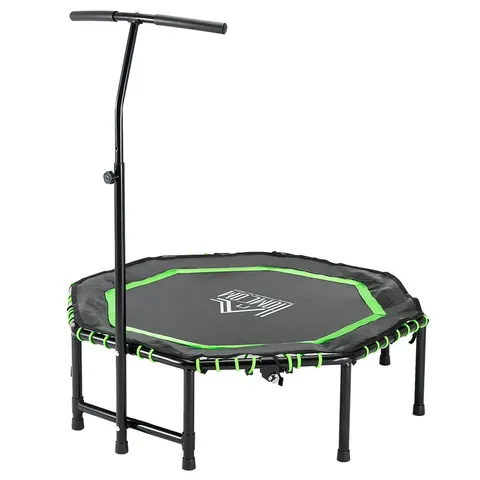 HOMCOM Foldable Trampoline w/ Adjust Handle, Max Load 150 KG - Green – image 1