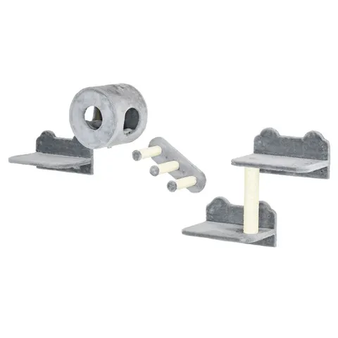 Premium Wall-Mounted Cat Tree - Platforms, Steps, Perch, Cat House - Grey – image 1