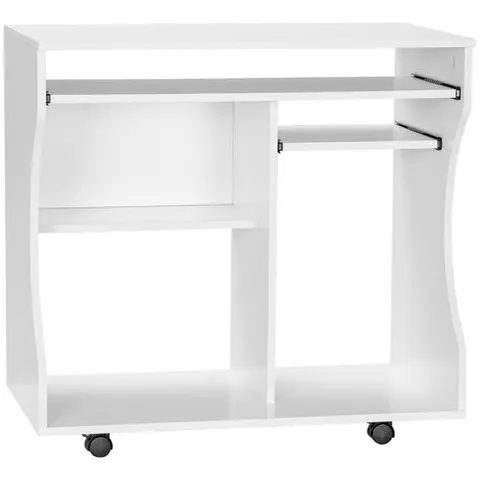 HOMCOM Computer Table Study Desk with Sliding Keyboard Tray, White – image 1