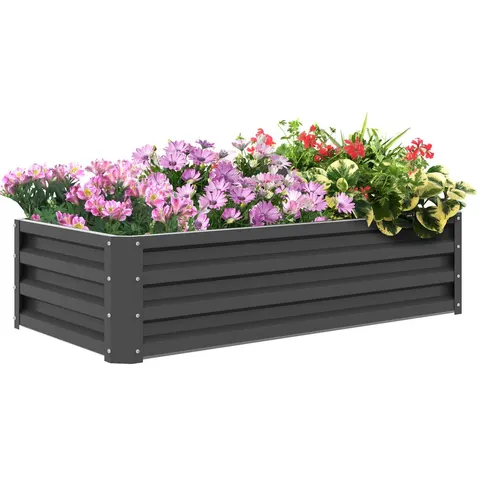 Outsunny Raised Garden Bed Elevated Planter Box for Flowers Light Grey – image 1
