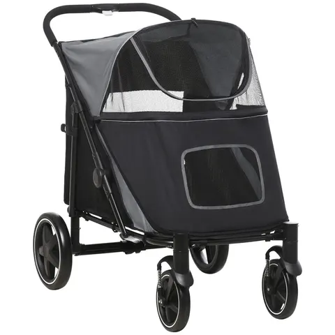 PawHut Foldable Dog Carriage w/ Universal Wheels - Black – image 1