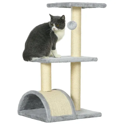 PawHut 72cm Cat Tree Climbing Tower - Light Grey – image 1