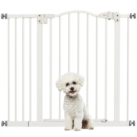 Premium Metal Pet Gate - Adjustable, Auto-Close, White - PawHut – image 1
