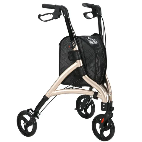 HOMCOM Lightweight Aluminium 3-Wheel Rollator with Adjustable Handle Storage Bag – image 1