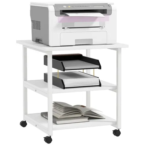 HOMCOM Mobile Printer Stand with Storage Printer Table for Home Office Black – image 1