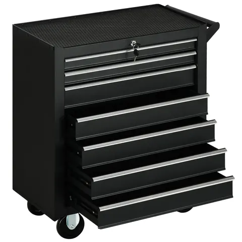 DURHAND Roller Tool Storage Chest Box Garage Workshop 7 Drawers Black – image 1