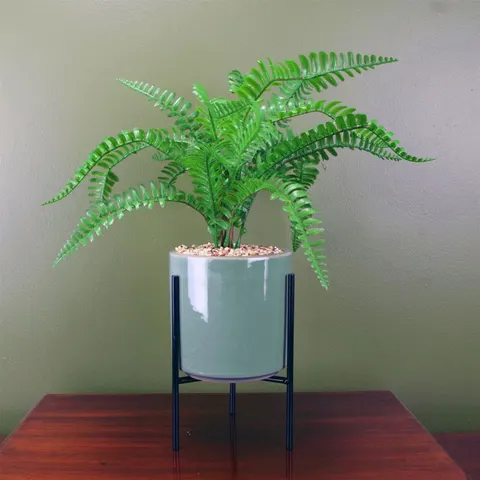40cm Artificial Fern Plant: Ceramic Planter & Stand – image 1