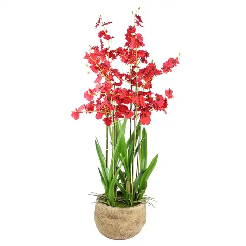 Artificial orchid red in stoneware planter botanik – image 1