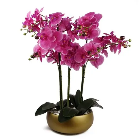 60cm Orchid Artificial Pink- Gold Ceramic Planter – image 1