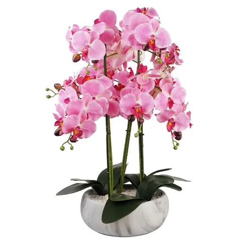 60cm Orchid Artificial Pink Marble Effect Ceramic Planter – image 1