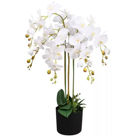 85cm Artificial Deluxe Bush Orchid White – image 1
