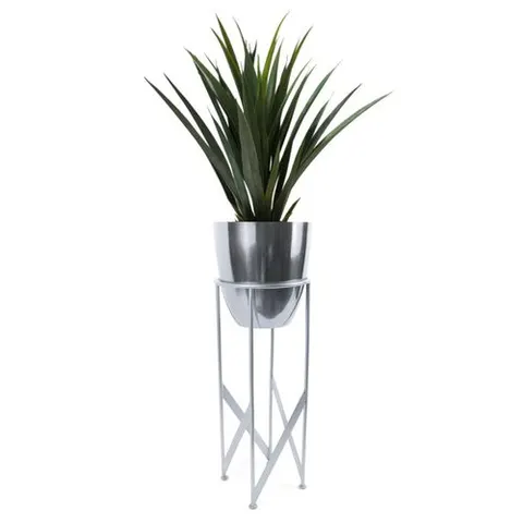 90cm Silver Planter with Artificial Yukka Plant – image 1