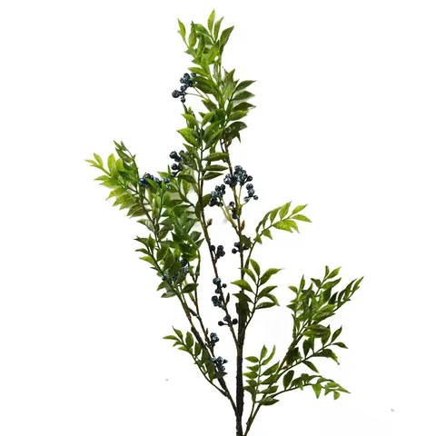 70cm Nandina Foliage Blue Berry Spray Artificial – image 1