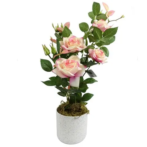 50cm Artificial Pink Rose Plant – image 1