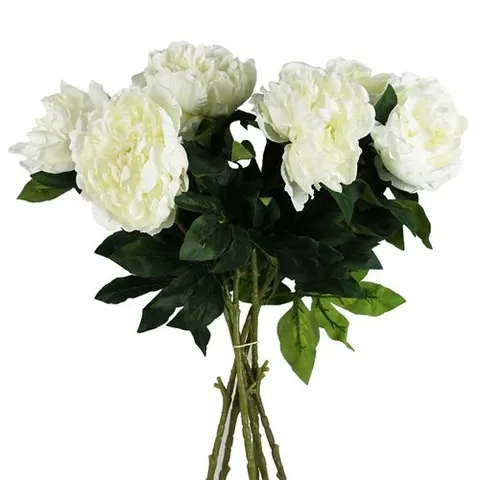 Pack of 6 x 80cm Artificial White Peony Stem – image 1