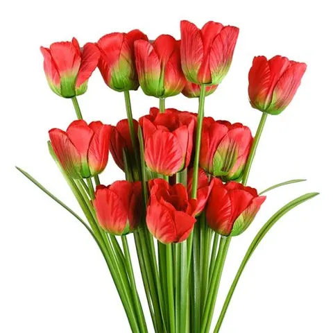 Pack of 6 x 80cm Artificial Tulip Red Stem – image 1