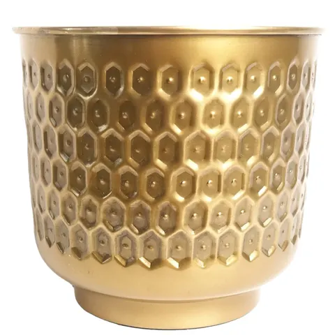 20cm Gold Honeycomb Metal Planter by Leaf – image 1