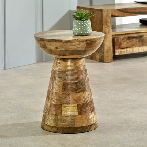 Solid Wood Round Side Table Mushroom Style, Elegant And Versatile – image 1