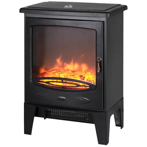 HOMCOM Electric Fireplace Freestanding w/Realistic Flame Effect, Black – image 1