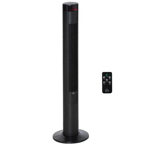 ABS Oscillating 3-Speed Tower Fan w/ Remote Control Black – image 1