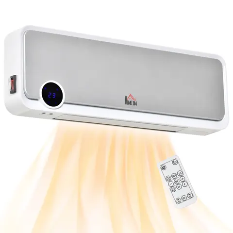 HOMCOM 1000W/2000W Wall Downflow Heater Adjustable Temperature w/ Timer – image 1