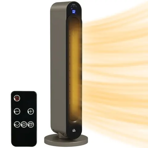 HOMCOM 2200W Ceramic Heater for Home with Remote Control, 12H Timer, Silver – image 1